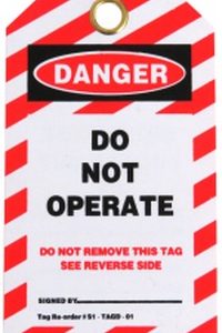 Danger Do Not Operate lock out tag
